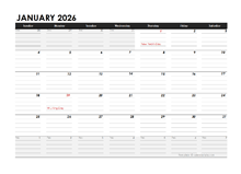 2026 Blank Mac Numbers Calendar