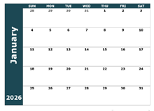 2026 Monthly Blank Calendar