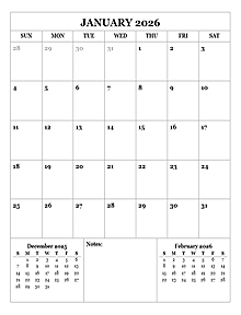 2026 Blank Monthly Planner
