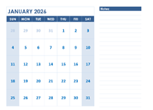 2026 Blank Printable Calendar