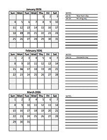 2026 Blank Printable Calendar