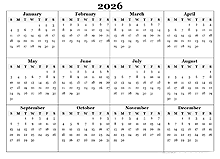 2026 Blank Yearly Calendar Template