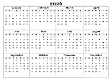 2026 Blank Yearly Calendar Template