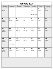 2026 Calendar With Julian Dates