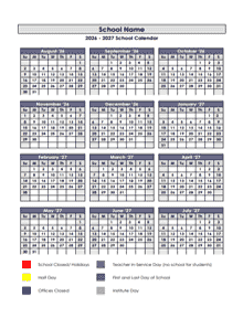 2026 Customizable Yearly Calendar Aug-Jul