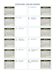 2026 Editable Yearly Calendar Aug-July