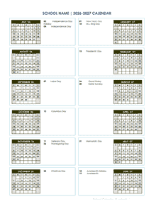2026 Editable Yearly Calendar Jul-Jun