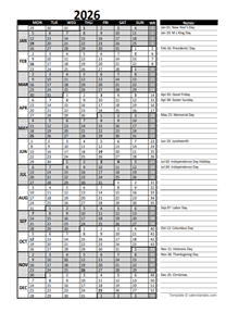 Free 2026 Excel Calendar For Project Management