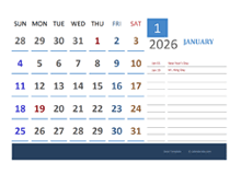 2026 Excel Calendar For Vacation Tracking