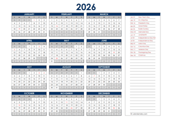 2026 Excel Yearly Calendar