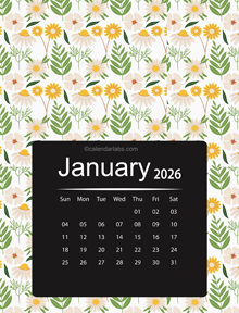 2026 Floral Printable Pattern Calendar