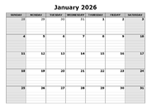 2026 Free Blank Calendar