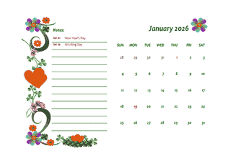 2026 Free Monthly Printable Calendar