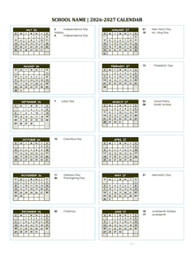 2026 Free School Yearly Calendar Jul
