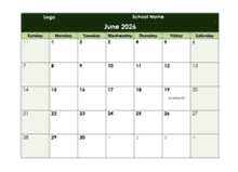 2026 Google Docs School Monthly Calendar