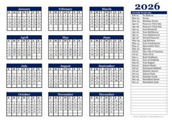 2026 Jewish Festivals Calendar Template