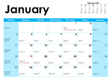2026 Julian Monthly Calendar