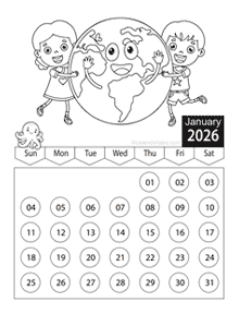2026 Kids Coloring Book Calendar