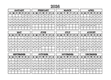 2026 Landscape Printable Calendar