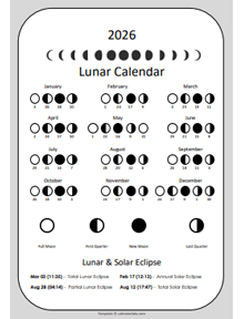 2026 Lunar Calendar Phases By Month