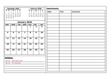 2026 Monthly Appointment Calendar Template