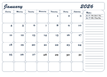 2026 Monthly Blank Calendar Template