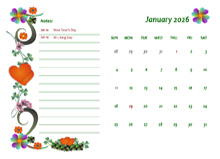 2026 Monthly Calendar Template Design