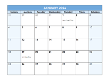 2026 Monthly PDF Calendar To Print