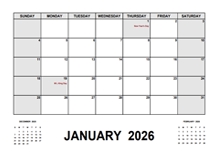 2026 Monthly Planner with Malaysia Holidays