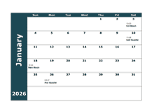 2026 Moon Cycle Calendar Template