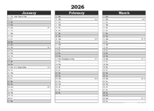 2026 Printable Apple Numbers Holiday Calendar