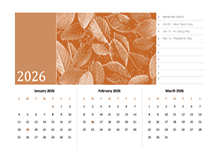 2026 Printable Three Months Calendar