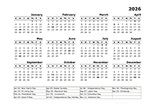 2026 Printable Yearly Design Calendar