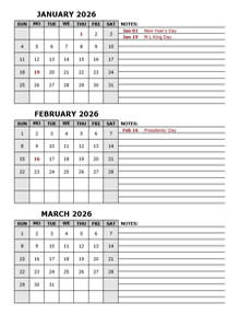 2026 Quarterly Calendar With Holidays