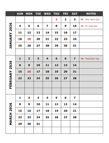 2026 Quarterly Events Calendar Word Template