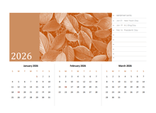 2026 Quarterly Photo Calendar Word Template