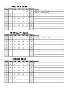 2026 Quarterly Word Calendar With Holidays