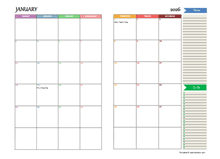 2026 Two Page Monthly Spreadsheet Calendar