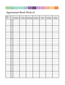 2026 Weekly Appointment Calendar Printable