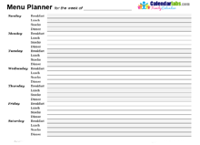 2026 Weekly Menu Planner