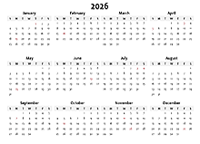 2026 Yearly Blank Calendar Template