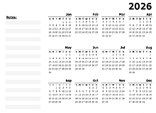 2026 Yearly Calendar Minimal Design