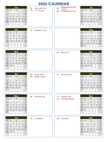 2026 Yearly Calendar Template Vertical Design