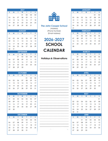 2026 Yearly Free Editable School Jul-Jun Calendar