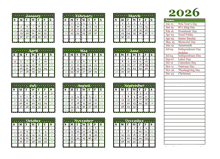 2026 Yearly Large Calendar For Wall