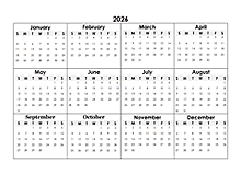 2026 Yearly Mini Calendar Template