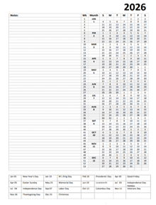 2026 Yearly Project Planning Template