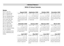 2026 Yearly School Aug-Jul Calendar With Holidays
