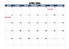 April 2026 Blank Calendar