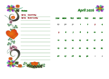 April 2026 Calendar Dates